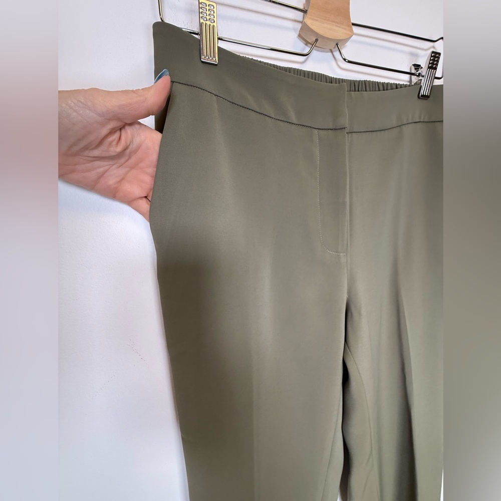 QUINCE Stretch Crepe Ankle Pants In Olive Elastic Waist Pockets Women’s Size 10 - Picture 7 of 10